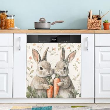 Imagem de ATTX Capa magnética para lava-louças Coelho da Páscoa, 58,4 cm C x 66 cm A, decoração da capa da máquina de lavar louça, decalques de armário doméstico e eletrodomésticos adesivos #65