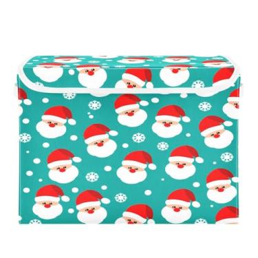 Imagem de SEHANY Cestas de armazenamento de Papai Noel de Natal com tampas, organizador de caixas de armazenamento de tecido para armário de roupas, cobertor de escritório, berçário, 42 x 32 x 30 cm