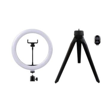 Imagem de Anel De Luz LED Para Selfie De 26/33cm Regulável Com Tripé De 50cm E C