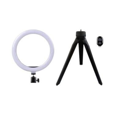 Imagem de Anel De Luz LED Para Selfie De 26/33cm Regulável Com Tripé De 50cm E C