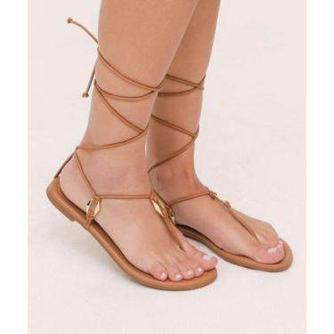 Imagem de Sandália Feminina Rasteira Amarração Vizzano-64016, Caramelo, 36