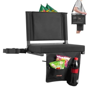 Imagem de VEVOR Assento de estádio, cadeira de arquibancada dobrável com suporte para as costas e almofada grossa, assento acolchoado de estádio para arquibancada, inclui alça de ombro, ganchos, suporte de copo