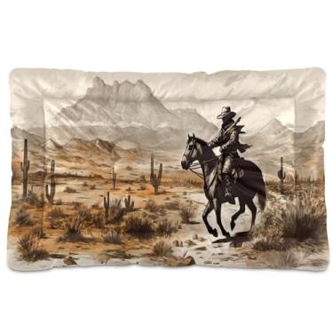 Imagem de SEHANY Cama de cowboy do deserto ocidental para cães e gatos com fundo antiderrapante, cama de canil, colchão macio para animais de estimação, lavável para cães pequenos, médios e grandes, gatos, 45,7