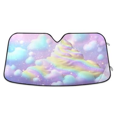 Imagem de ATTX Para-brisa de carro em espiral de sorvete arco-íris 144.8 cm x 80.0 cm Escudo solar universal com proteção UV, persiana de janela frontal automática dobrável para Sedans SUVs caminhões #60