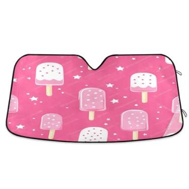 Imagem de ATTX Pára-brisas de carro para picolés de desenho animado 144.8 cm x 80.0 cm escudo solar universal com proteção UV, persiana de janela frontal automática dobrável para sedãs SUVs caminhões #352