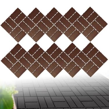 Imagem de Telhas de plástico para pátio entrelaçadas, placas de terraço ao ar livre 30 x 30 cm azulejos de clique à prova de intempéries pátio para piscina varanda quintal varanda varanda café J 10 peças