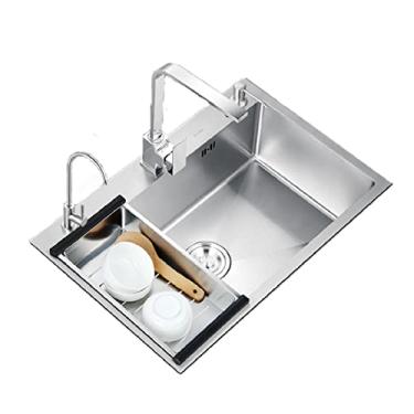 Imagem de Pias de cozinha embaixo para bancadas de quartzo, pia de cozinha embaixo de 58 cm, tigela única, pia de cozinha pequena, pias de aço inoxidável para cozinha com torneira e coador