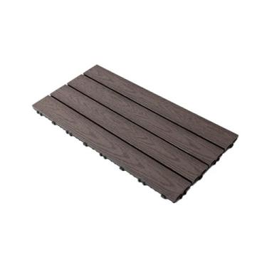 Imagem de Telhas de WPC 60 x 30 cm, 1 m² = 6 azulejos de terraço, azulejos de clique com aparência de madeira, piso para varanda, resistente às intempéries com função de drenagem C1 22 unidades