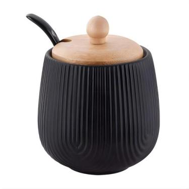 Imagem de Açucareiro com Colher Oásis 360ml Preto Moderno - Etilux