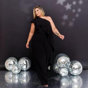 Imagem de Macacão Feminino Plus Size Pantalona Babado Luxo 0676 - Bellucy Modas,