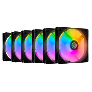 Imagem de Kit 6 Fans TGT Striker Rainbow 120mm - TGT-STK6-BLRBW