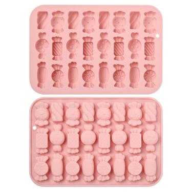Imagem de KitBeads 2 peças de moldes de fondant de silicone em forma de doce, moldes de decoração de bolos para bricolage topo de cupcake artesanato pasta de chiclete para assar argila de resina
