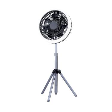 Imagem de Ventilador de Camping com Luz Oscilante Pé Lâmpada Tripé Altura Ajustável Bateria Recarregável 15000mAh Controle via APP Vento Timer 2H 4H 6H