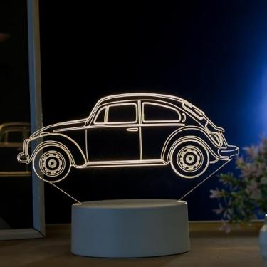 Imagem de Luminária led 3d, abajur de mesa, Fusca de lado