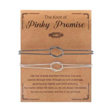 Imagem de Matching Pulseiras para Casais, Nó do Amor Pulseiras Promessa de Mindinho Relacionamento Joias para Ele Ela Mulheres Homens Amizade Aniversário Natal Aniversário Joias Presentes