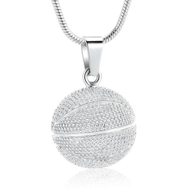 Imagem de Colar de urna mingkejw para basquete, cremação, joia para Ashes, pingente, lembrança, colar memorial para mulheres, homens