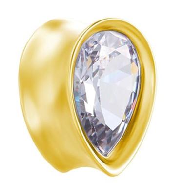 Imagem de LOMISS ALARGADOR AÇO CIRÚRGICO BLACK GOTA COM PEDRA DE ZIRCÔNIA (DOURADO, 10)