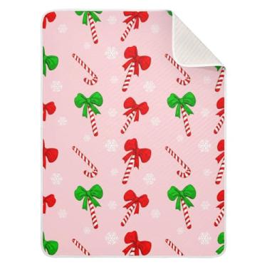 Imagem de Wassud Cobertor de bebê doce de Natal com laço para meninos e meninas, macio para bebês e recém-nascidos, cobertor aconchegante de algodão essencial para berçário, viagem, berço, carrinho 76 x 101 cm