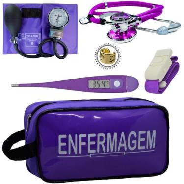 Imagem de Kit Enfermagem Estágio Com Aparelho de Pressão Estetoscópio Rappaport 