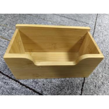 Imagem de BTSKY Caixa de armazenamento de cartão de índice de bambu, rack de armazenamento de cartão de índice para sala de aula de escritório em casa (1 pacote, 10 x 15 cm)