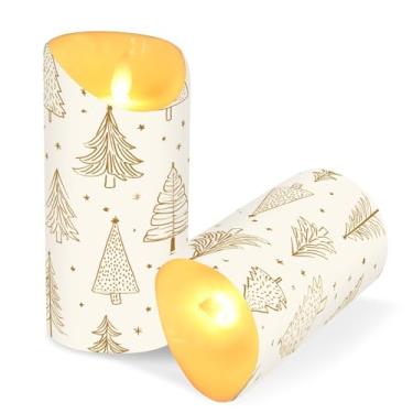 Imagem de ATTX Pacote com 2 velas de árvore de Natal sem chama – 7,6 cm x 9,9 cm de LED com controle remoto e temporizador para casa, casamento, decoração de acampamento #59
