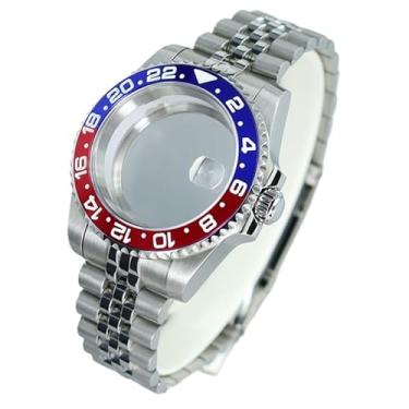 Imagem de FEIYASHI Caixa de relógio de mergulho de aço GMT de dois tons 200 m à prova d'água para movimento NH35/34/36/38 4R36 Miyota8215 ETA2824, Tampa inferior de vidro 3, For Miyota8215 8205 Movement, Caixa