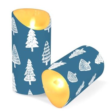Imagem de ATTX Pacote com 2 velas de árvore de Natal sem chamas – 7,6 cm x 9,9 cm de LED com controle remoto e temporizador para casa, casamento, decoração de acampamento #185