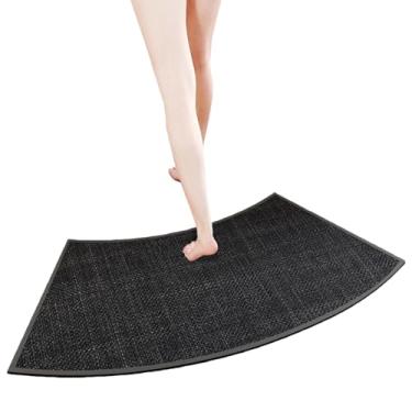 Imagem de Tapete de chuveiro de canto - Tapete de banho curvo antiderrapante antiderrapante - Tapete de chuveiro em forma de ventilador externo (preto, 40 * 75 cm)