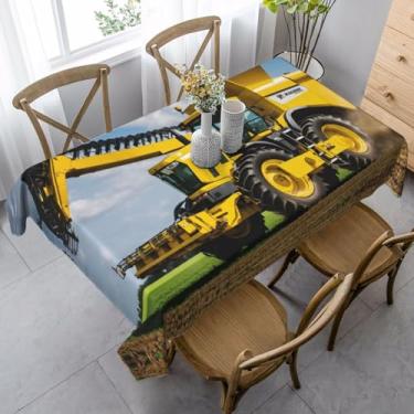 Imagem de ZTPOWQA Company Toalha de mesa de jantar com estampa de trator agrícola, retangular, impermeável, reutilizável, festa de jantar