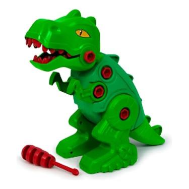 Imagem de Dinossauro Educativo Desmontável, Verde, Plástico, 30cm, com Chave de Fenda, Brinquedo de Montar para Crianças a Partir de 3 Anos