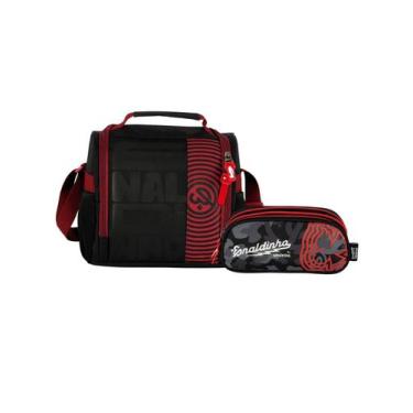 Imagem de Kit Enaldinho Escolar Lancheira Térmica + Estojo Triplo - Luxcel, pret