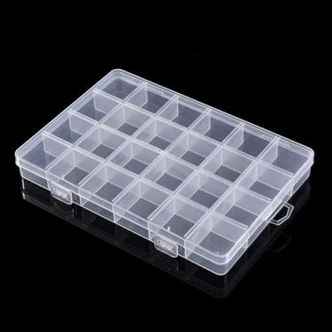 Imagem de Caixa de armazenamento de plástico de 10 grades - organizador de contas transparente com tampa articulada, mini recipiente de suprimentos para artesanato