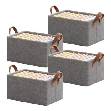 Imagem de Kit 4 Cestos Organizadores Multiuso 25L com Alça – Caixa Reforçada, Impermeável e Lavável para Armário, Guarda-Roupa, Banheiro e Cozinha