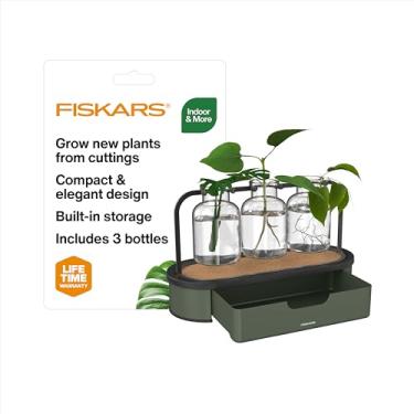 Imagem de Fiskars Estação de propagação de plantas – Suporte de propagação de vidro multifluto com base de metal, ideal para enraizar várias mudas de plantas e decoração hidropônica