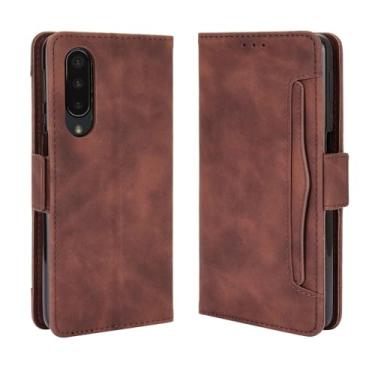 Imagem de Capa para SHARP Aquos Zero 5G basic,Retro magnético Flip Case,Design de carteira de couro PU com slots de cartão removíveis -Brown