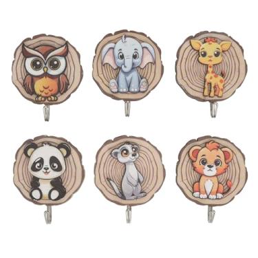 Imagem de CUOFYUNL Gancho de roupas de desenho animado infantil sem perfuração adorável autoadesivo gancho de roupas de desenho animado infantil para casaco