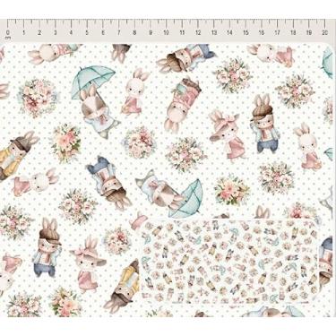 Imagem de Tecido Tricoline Digital Coleção Ivana Madi Coelhos 50 x 150 cm