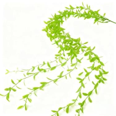 Imagem de Planta simuladora de salgueiro-chorão verde trepadeiras penduradas na parede, trepadeiras de dragão de rio cruzado, casa, casa, decoração macia, plantas falsas, atacado (dragão verde Crossriver)