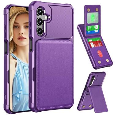 Imagem de CCSmall Capa carteira para Samsung Galaxy A26 5G com porta-cartões para mulheres e homens, carteira de couro fólio luxuosa e capa de telefone TPU bumper para Samsung A26 5G ZM roxa