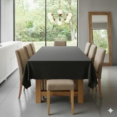 Imagem de Toalha de Mesa 6 Lugares Basic 2,00x1,40m Liso Tecido Oxford (Preto)