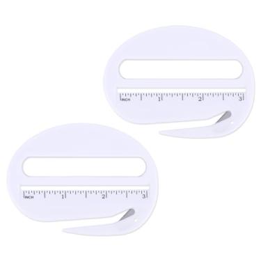 Imagem de 2 Abridor de Cartas com Escala, Cortador Envelopes e Correspondências com Lâmina Oculta Segurança Material Escritório Prático para Uso Doméstico Postal Feminino Masculino Estudantil (Branco)