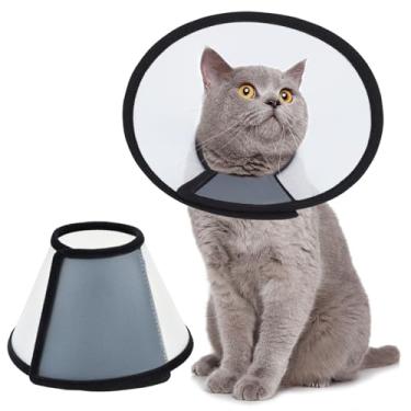 Imagem de Cone para animais de estimação Vivifying Recovery, 20,3 cm, coleira de plástico leve Elizabeth para gatos, mini cães e coelhos (preto)