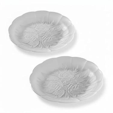 Imagem de Jogo 6 Pratos Fundos Vidro 22cm Foglia – Prato Fundo Floral – Detalhe Flor em Alto Relevo (2)