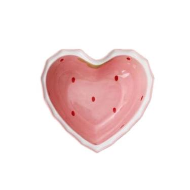 Imagem de esowemsn 1 tigela de cerâmica em forma de coração, prato de sobremesa de morango e frutas 15 cm, tigela de servir para sopa, lanche, sobremesa, jantar, rosa