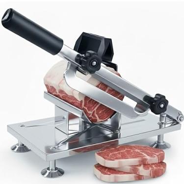 Imagem de Fatiador Cortador Manual Aço Inox De Cortar Fatiar Carne Congelada Frios Legumes Lâmina Afiada(Fatiador de Carnes e Legumes)