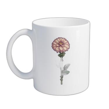 Imagem de Caneca Xícara de Café Porcelana 300ml Floral Rosa Vintage Pixel Art