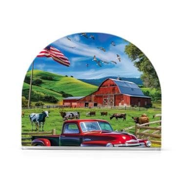 Imagem de Porta-guardanapos patriótico Farm Life, suporte de guardanapo de acrílico para mesas, suporte de guardanapo vertical para jantar cozinha restaurante decoração de casa acessórios de bar