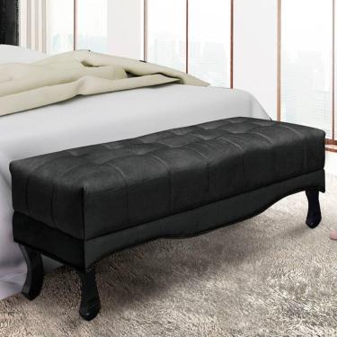 Imagem de Recamier 1,60m Com Pés Luiz Xv E Acabamento Luxo Em Tecido Suede Vicenza - Lucadi Preto