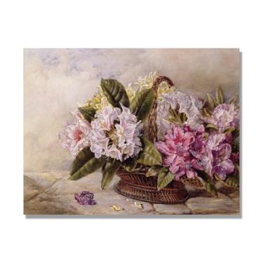 Imagem de NHLDZYH Flores clássicas ainda vida em tela retro buquê de flores pinturas estilo country decoração de parede para cozinha e sala de estar. A26. 80 x 105 cm apenas tela