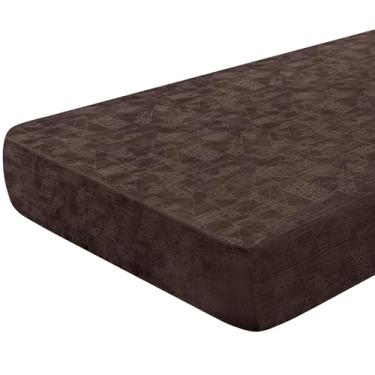 Imagem de SearchI Capas de almofada de sofá de couro sintético de substituição reversível, capa de assento de sofá, protetor de móveis, capa macia com fundo elástico (grande, marrom poliuretano)